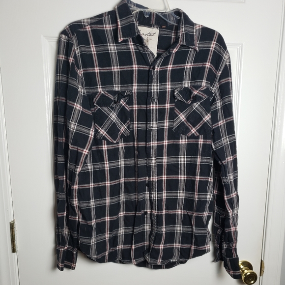 Coastal Tops - Coastal Black Button Down Flannel Shirt